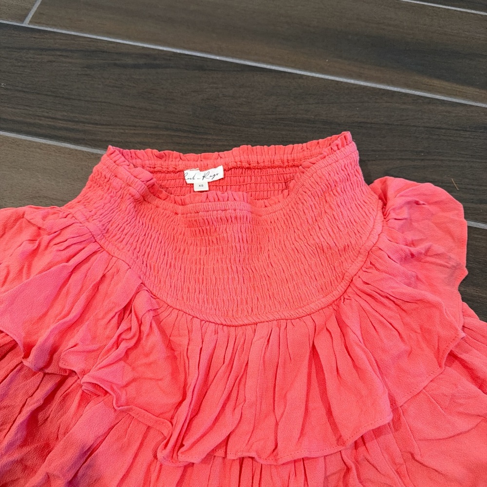 Coral Ruffled Mini Skirt - Picture 2 of 2